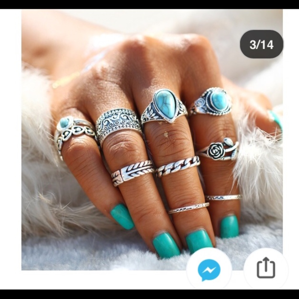 JUST IN! Creative 10PC Geometric Ring Set - Picture 2 of 5